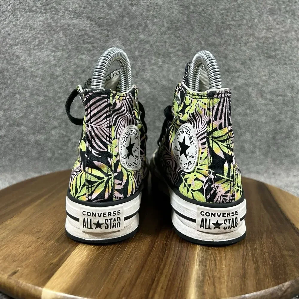 Converse CTAS Eva Lift High A00446F Youth Size 12 Palm Leaf Platform Shoes Used